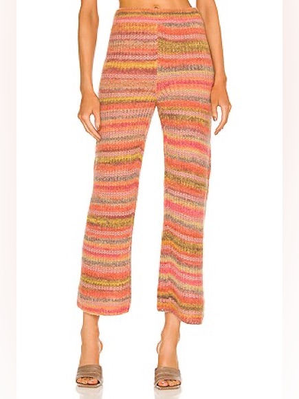 Something Navy Wide Leg Striped Knitted Pants In Pink Combo Size Small